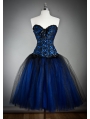 Blue Gothic Burlesque Short Corset Prom Party Dress