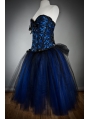 Blue Gothic Burlesque Short Corset Prom Party Dress