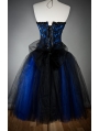 Blue Gothic Burlesque Short Corset Prom Party Dress