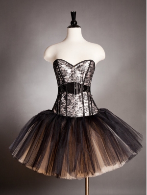 Champagne Gothic Burlesque Short Corset Prom Party Dress