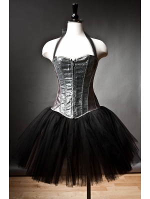 Halter Gothic Burlesque Corset Short Prom Party Dress