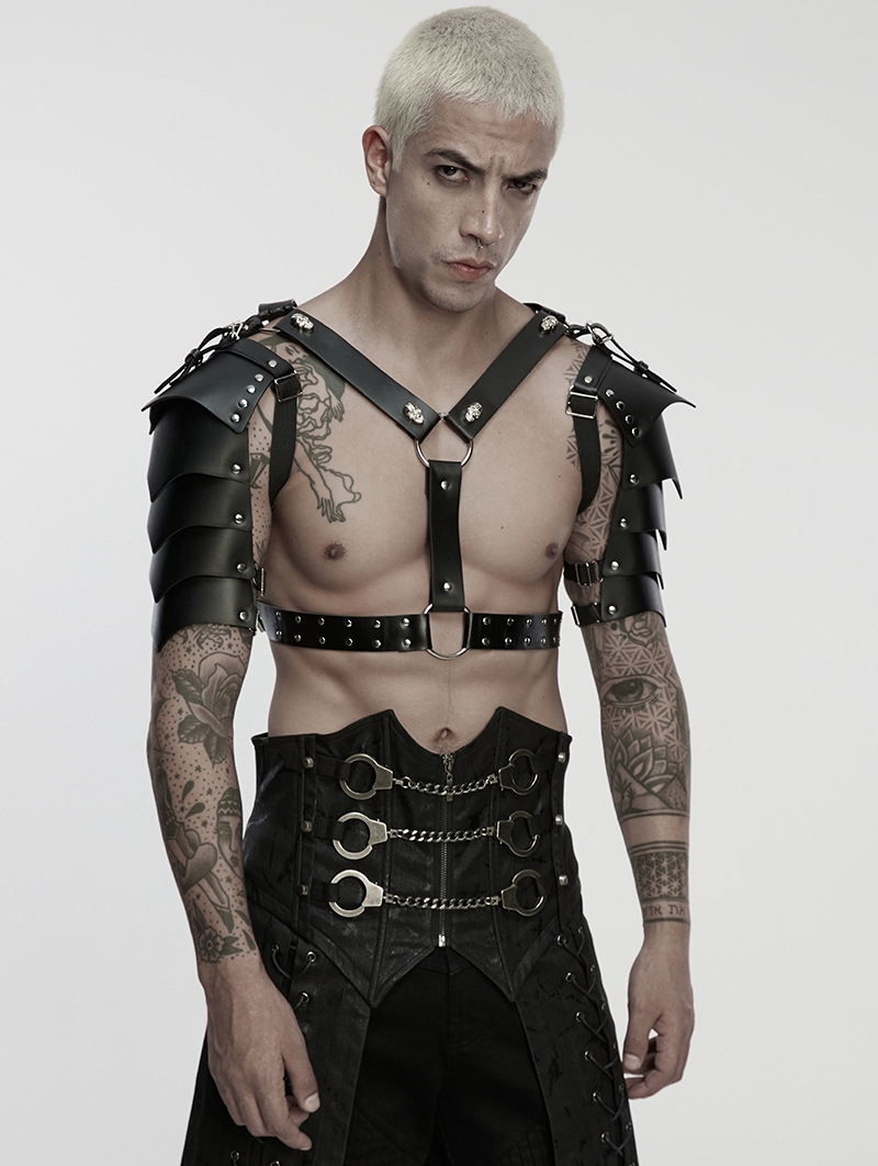Black Gothic Warrior Punk Men's Shoulder Armor