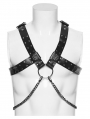 Black Gothic Punk Men's Harness with Detachable Chain