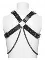 Black Gothic Punk Men's Harness with Detachable Chain