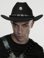 Black Gothic Punk Skull Chain Stylish Cowboy Hat