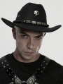 Black Gothic Punk Skull Chain Stylish Cowboy Hat
