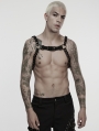 Black Gothic Punk Men's Rugged Metal Chain Harness