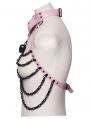 Black and Pink Gothic Punk Bat Bow Skull Chain Harness