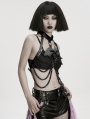 Black Gothic Punk Bat Bow Skull Chain Harness