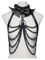 Black Gothic Punk Bat Bow Skull Chain Harness