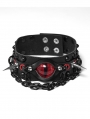 Black Gothic Punk Demon's Eye Spiked Leather Choker