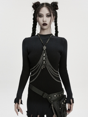 Black Gothic Doomsday Punk Snake-Wrapped Skull Necklace