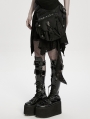 Black Gothic Skull Punk Techwear Rivet Waist-Leg Bag