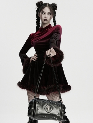 Black Gothic Punk Skull Studded Coffin Bag