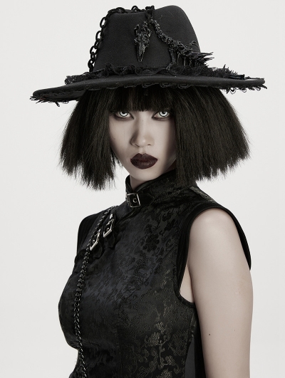 Black Gothic Revenge Dragon Skeleton Jazz Hat