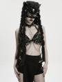 Black Gothic Punk Fox Head Braided Mask Hood