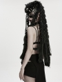 Black Gothic Punk Fox Head Braided Mask Hood