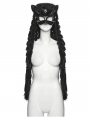 Black Gothic Punk Fox Head Braided Mask Hood