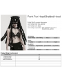 Black Gothic Punk Fox Head Braided Mask Hood