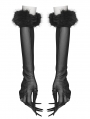 Black Fluffy Gothic Gloves with Detachable Cuffs