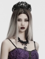 Black Gothic Crystal Beaded Cross Pendant Necklace