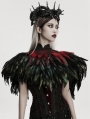 Black and Red Gothic Gorgeous Reversible Lace Feather Shawl