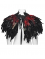 Black and Red Gothic Gorgeous Reversible Lace Feather Shawl