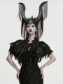 Black Gothic Gorgeous Reversible Lace Feather Shawl