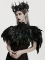 Black Gothic Gorgeous Reversible Lace Feather Shawl