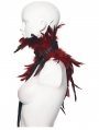 Black and Red Gothic Asymmetric Lace Feather Shawl
