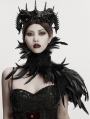 Black Gothic Asymmetric Lace Feather Shawl