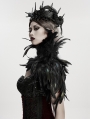 Black Gothic Asymmetric Lace Feather Shawl