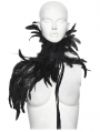 Black Gothic Asymmetric Lace Feather Shawl