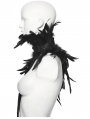 Black Gothic Asymmetric Lace Feather Shawl
