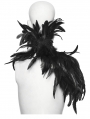 Black Gothic Asymmetric Lace Feather Shawl
