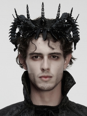 Black Gothic Coiling Dragon Crystal Crown Headwear
