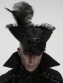 Black Gothic Skeleton Tricorn Feather Pirate Hat