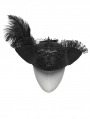 Black Gothic Skeleton Tricorn Feather Pirate Hat