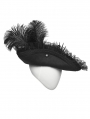Black Gothic Skeleton Tricorn Feather Pirate Hat