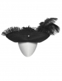 Black Gothic Skeleton Tricorn Feather Pirate Hat