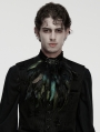 Black Retro Gothic Velvet Lace Feather Collar Pin