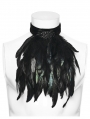 Black Retro Gothic Velvet Lace Feather Collar Pin