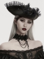Black Gothic Rose Lace Beaded Chain Pendant Choker