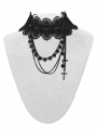 Black Gothic Rose Lace Beaded Chain Pendant Choker