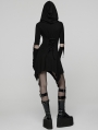 Black Gothic Punk Wasteland Cutout Hooded Face Mask Short Dress