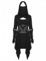 Black Gothic Punk Wasteland Cutout Hooded Face Mask Short Dress