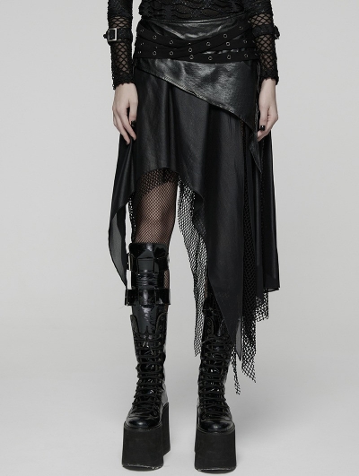Black Gothic Wasteland Decadent Punk Irregular Skirt
