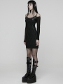 Black Gothic Punk Slim Fit Off-the-Shoulder Bodycon Mini Dress