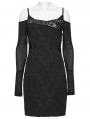 Black Gothic Punk Slim Fit Off-the-Shoulder Bodycon Mini Dress