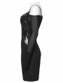Black Gothic Punk Slim Fit Off-the-Shoulder Bodycon Mini Dress